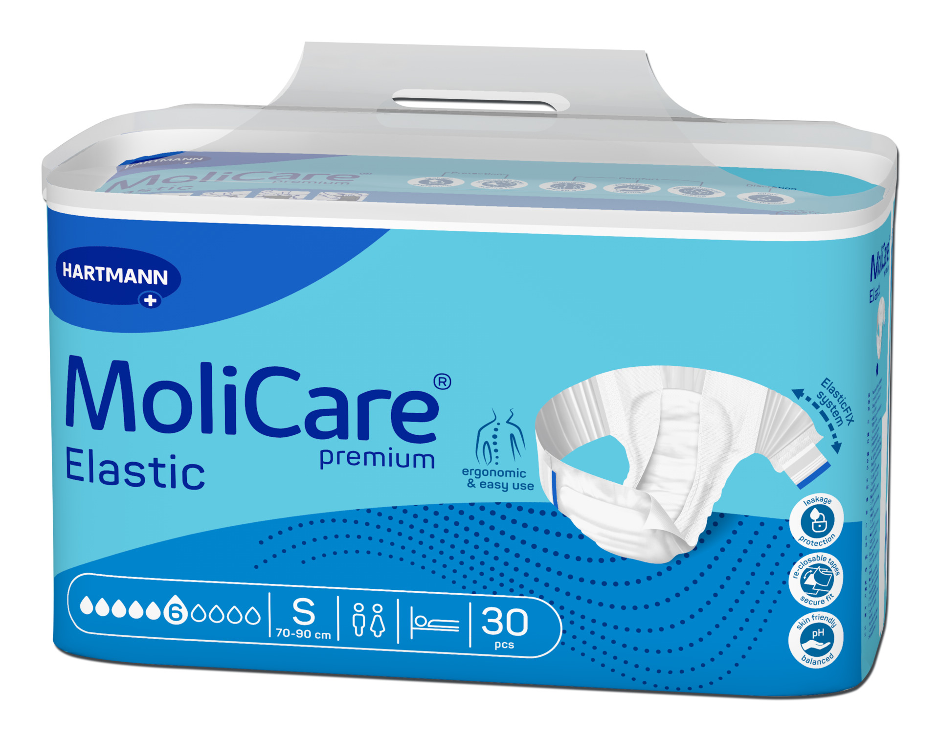 Fraldas para Incontinência Adulto MoliCare premium Elastic (6G) S - 30 unid.