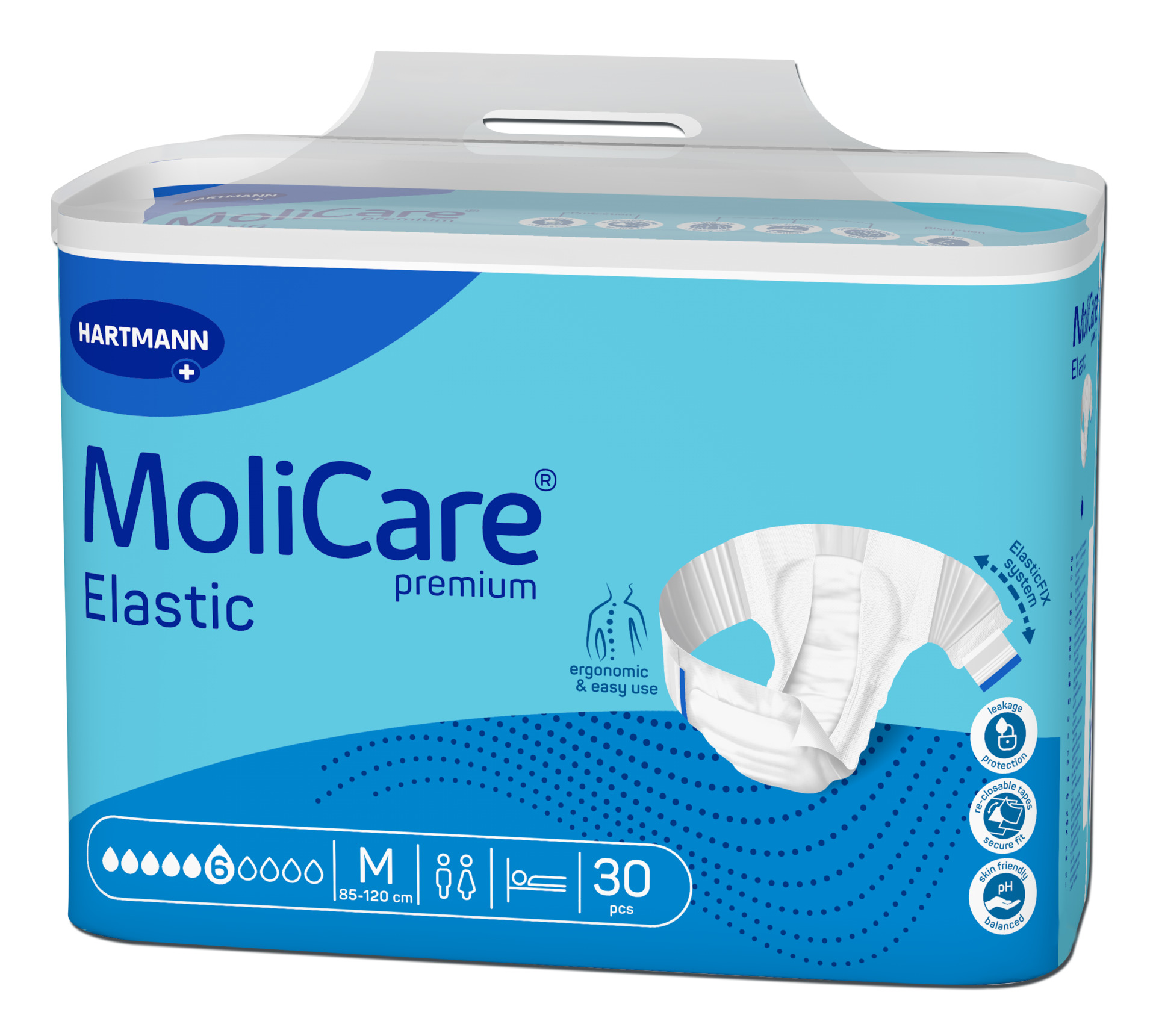 Fraldas para Incontinência Adulto MoliCare premium Elastic (6G) M - 30 unid.