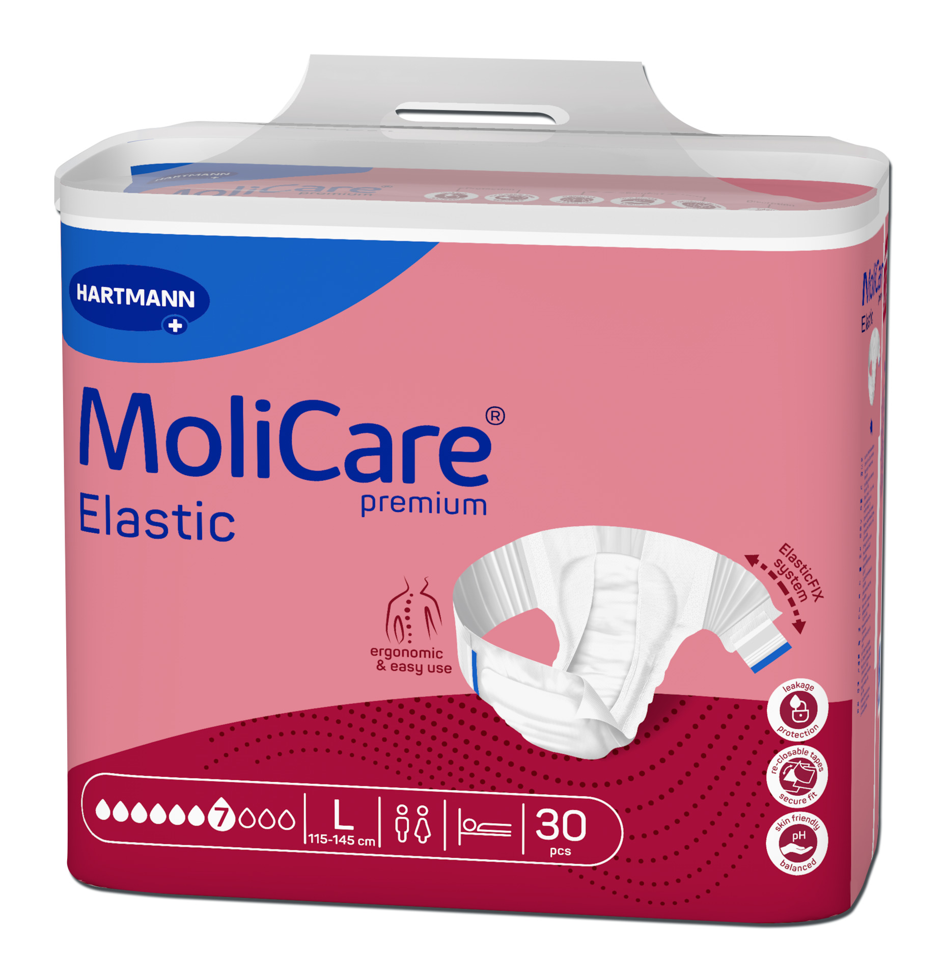 Fraldas para Incontinência Adulto MoliCare premium Elastic (7G) L - 30 unid.