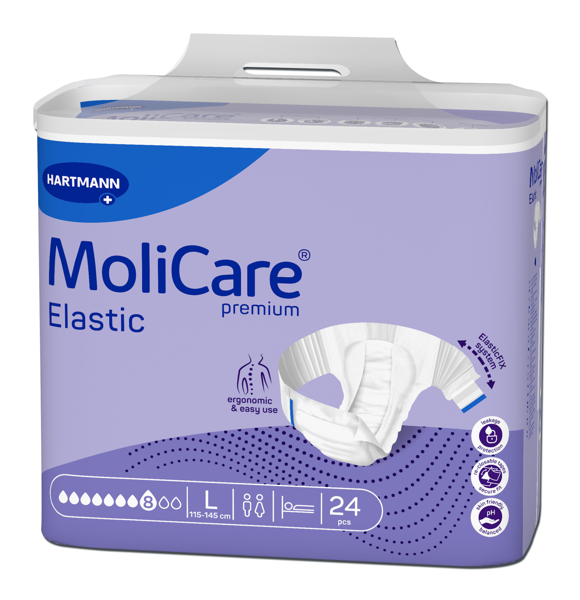 Fraldas para Incontinência Adulto MoliCare premium Elastic (8G) L - 30 unid.