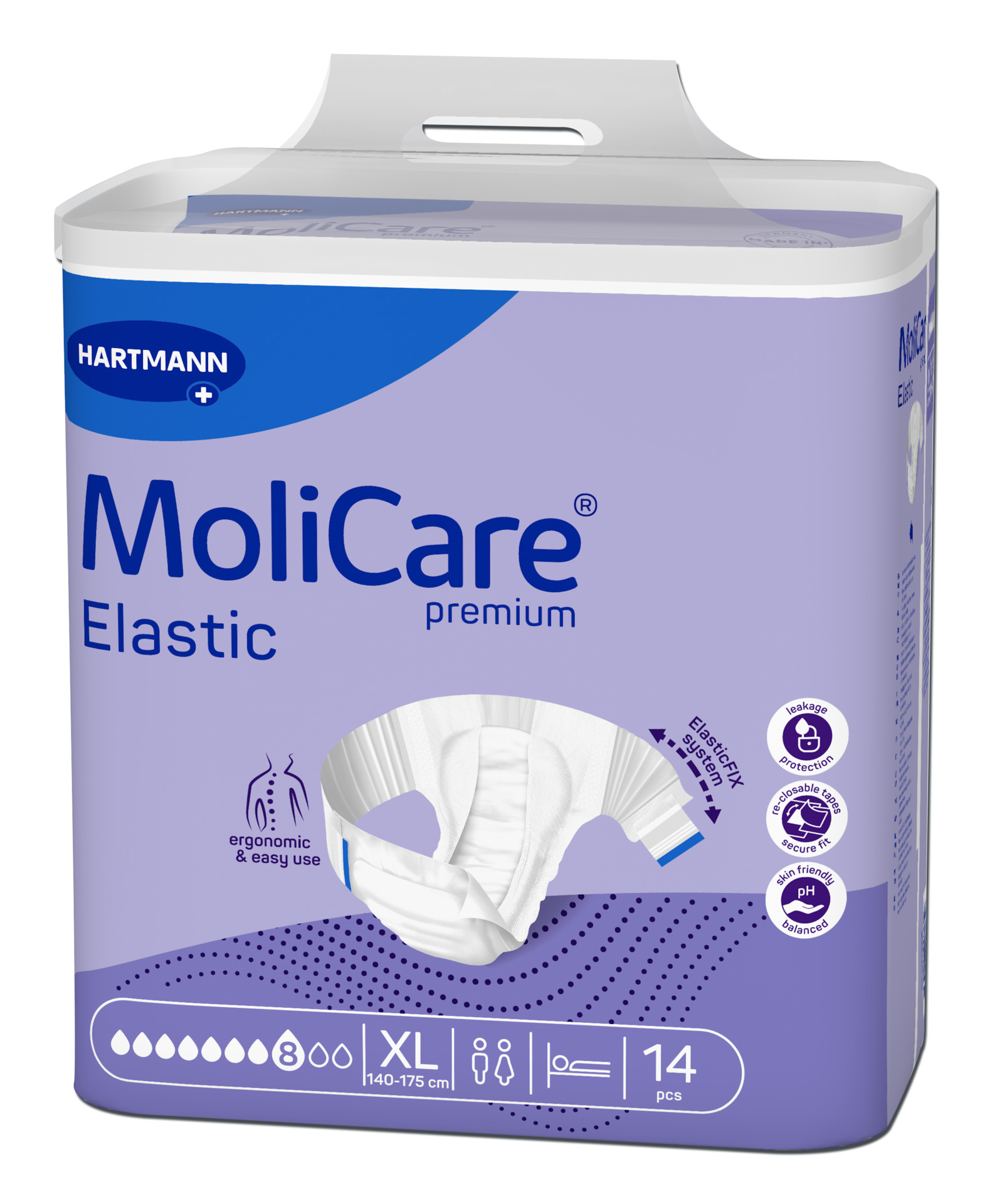 Fraldas para Incontinência Adulto MoliCare premium Elastic (8G) XL - 30 unid.