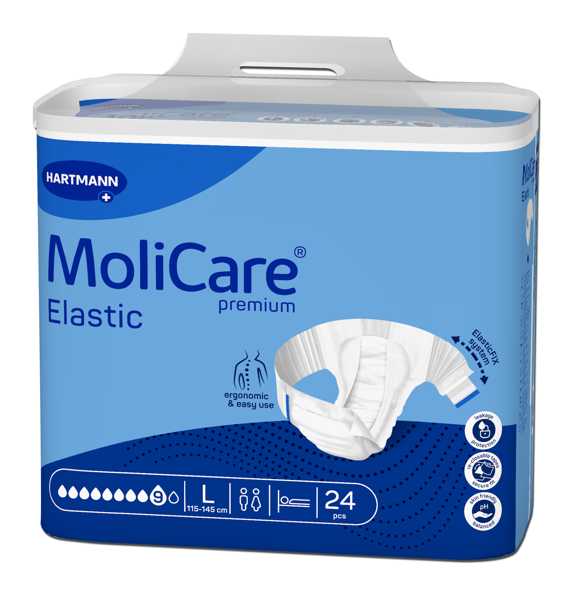 Fraldas para Incontinência Adulto MoliCare premium Elastic (9G) L - 30 unid.