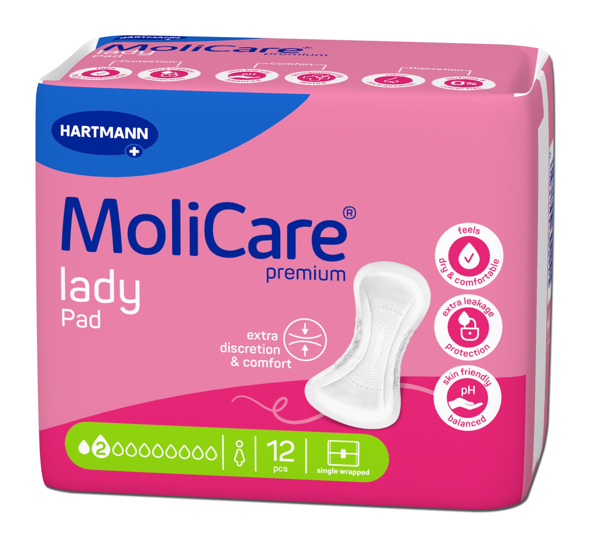 Mini Pensos Anatómicos Descartáveis para Perdas de Urina (Senhora) MoliCare premium Lady Pad (2G) - 12 unid. - Image 2