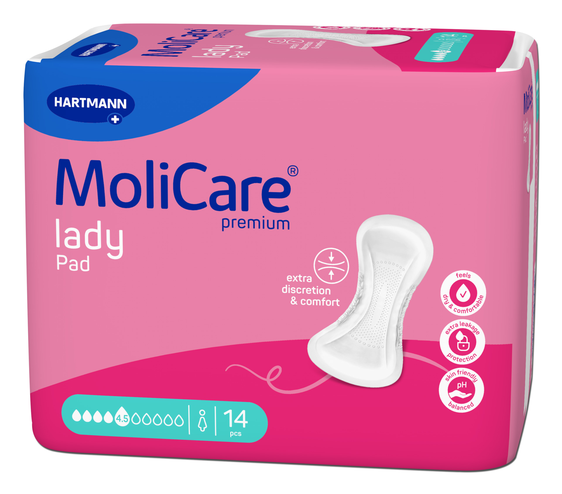 Mini Pensos Anatómicos Descartáveis para Perdas de Urina (Senhora) MoliCare premium Lady Pad (4,5G) - 14 unid. - Image 2