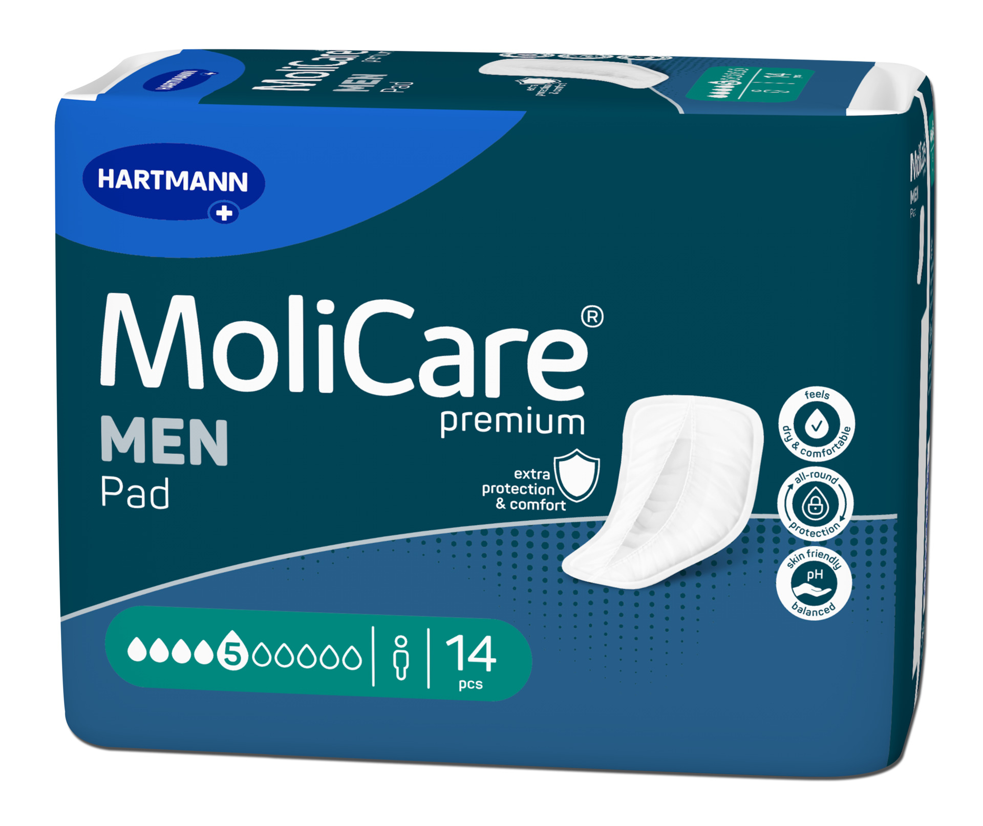 Mini Pensos Anatómicos Descartáveis para Perdas de Urina (Homem) MoliCare premium MEN Pad (5G) - 14 unid. - Image 2