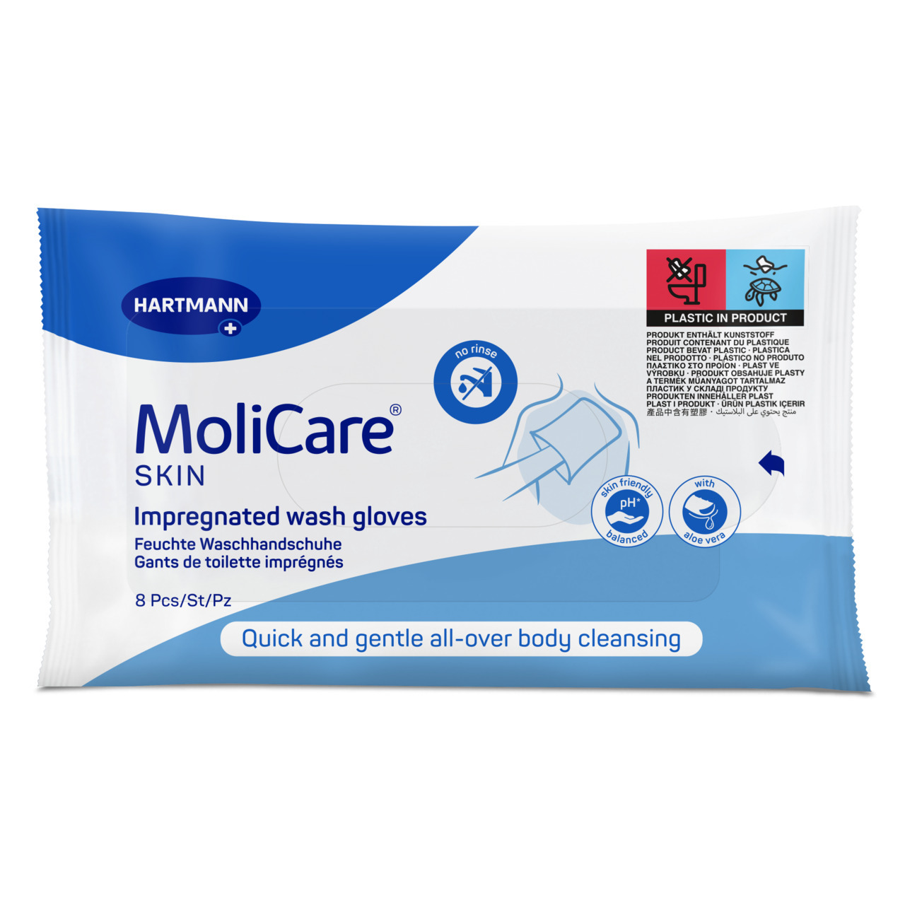 MoliCare Skin Luvas impregnadas Cuidado Peles Maduras - 8 unid.