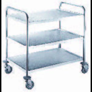 Carro de Transporte de Roupa Limpa em Inox com 3 Prateleiras