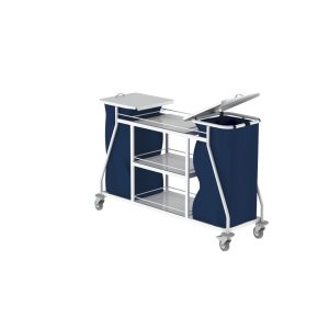 Carro Hospitalar Duplo para Roupa Suja e Limpa com Tampa (Estrutura Epoxy)